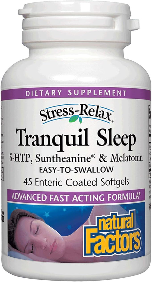 Stress-Relax Tranquil Sleep by Natural Factors, 5-HTP, Melatonin, 45 Softgels