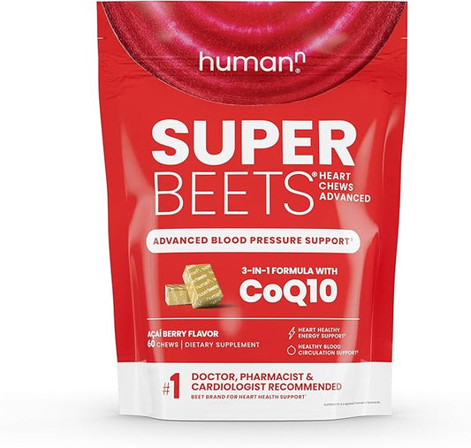 humanN SuperBeets Heart Chews Advanced 100mg of CoQ10 Plus 60 Count
