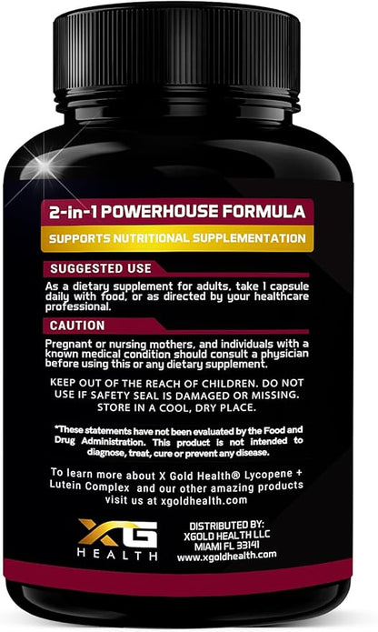 Lycopene + Lutein Supplement 60mg 40mg from 20mg from 2-in-1 Ultra-Concentrated 180 Veggie