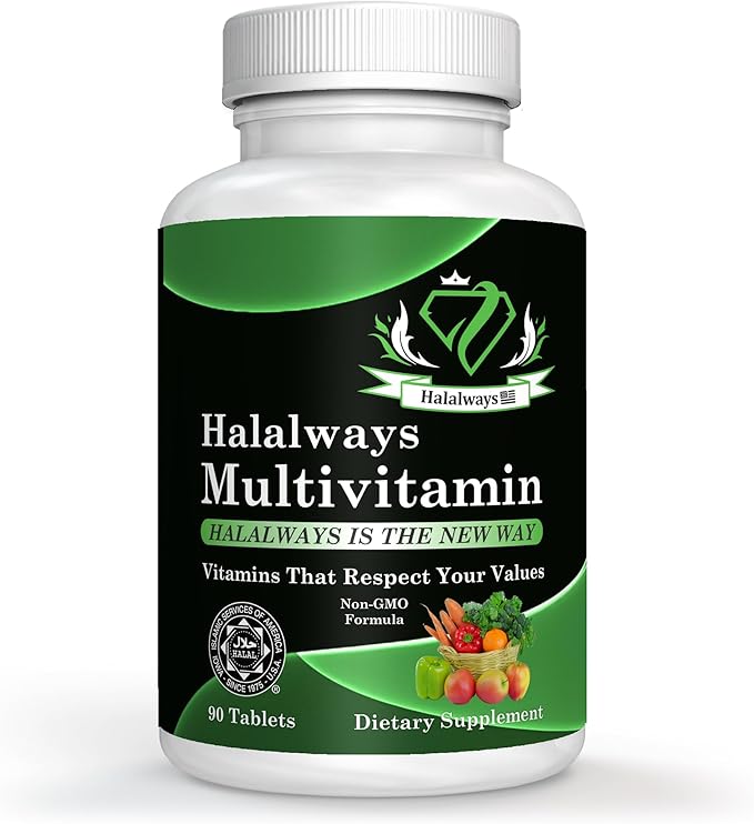 Halalways Multivitamin Certified Halal Multivitamin, Supplement B12, Calcium