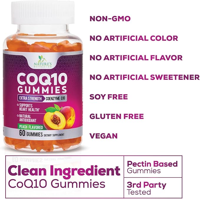 CoQ10 100mg Gummies Q10 Supplement, CoQ10 Gummies Q10 Gummy 60 Count Q10 Vitamins