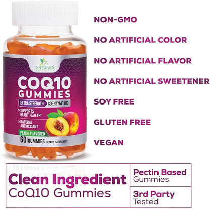 CoQ10 100mg Gummies Q10 Supplement, CoQ10 Gummies Q10 Gummy 60 Count Q10 Vitamins