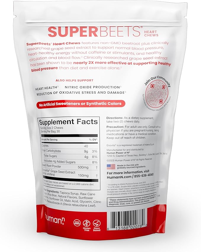 humanN SuperBeets Heart Chews 60 Count