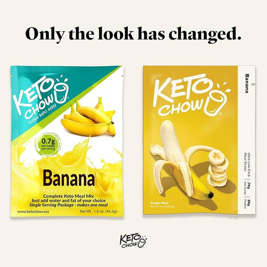 Keto Chow Banana - Keto Meal Replacement Shake Powder - Nutritionally Complete - Low Carb - Delicious Easy Meal Substitute - Protein Rich You Choose The Fat - Single Meal Sample