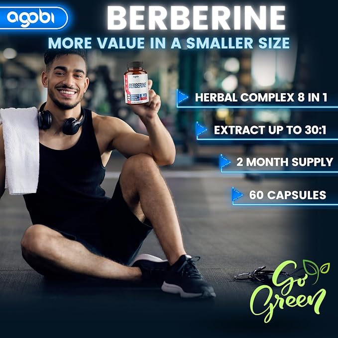 Berberine Supplement with Ceylon, Milk Thistle, 60 Counts 2 Months