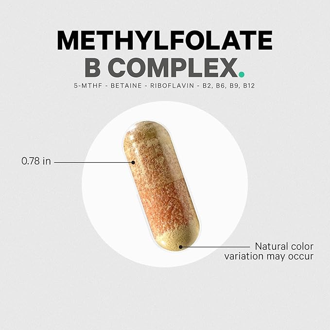 Codeage Methylfolate B Complex Supplements 5 MTHF, 1000mcg Methylated B12, Riboflavin, B6, Methylation 2 Months 120 Capsules