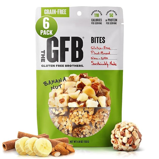 The GFB Grain Free Banana Nut Bites – Our Tasty Snack is Non GMO, Vegan & Paleo Friendly - Grain & Soy Free Protein Balls - Plant Based Protein Energy Balls, 4 Oz (6 Count)