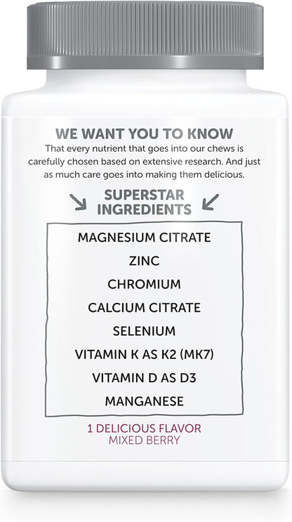 SmartyPants Mineral Chews: Magnesium Citrate & D3, Vitamin K2, Zinc 60 Count (30 Day