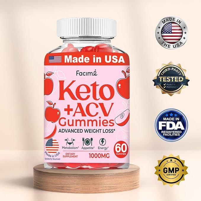 Premium Keto Acv Gummies - Apple Cider Vinegar Gummies - 1000MG with Superfoods, Vegan Non GMO, Made in USA, 60 Gummies 1 Month Supply