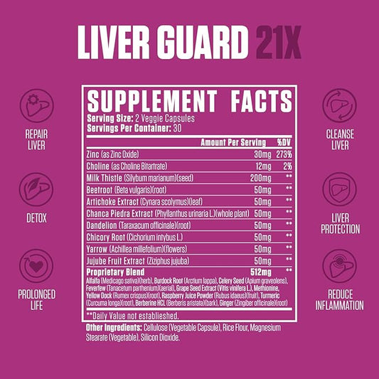 Liver Guard 21x #1 Rated 100% Natural 60 Capsules