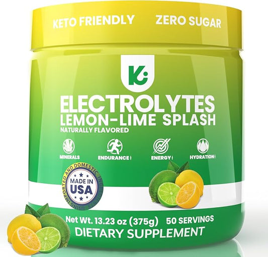 Keppi Keto Electrolytes Powder No Sugar - Zero Carbs - Made in USA - Advanced Hydration, Performance & Recovery - Delicious Lemon Lime Flavor - Mixes Easily No Clumps
