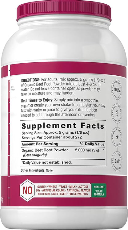 Horbäach Organic Beet Root Powder | 3lb Bulk Supplement | Raw Superfood | Vegan, Non-GMO, and Gluten Free Formula
