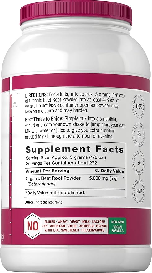Horbäach Organic Beet Root Powder | 3lb Bulk Supplement | Raw Superfood | Vegan, Non-GMO, and Gluten Free Formula