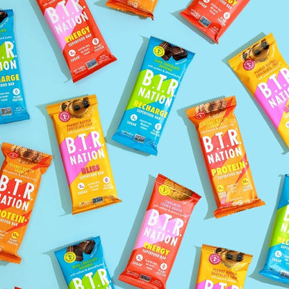 B.T.R. Bar Superfood Keto Protein Bars, Plant Based Vegan Protein, Low Carb Food, Low Calorie, Gluten Free, No Sugar Alcohols, Boosted with Superfoods - (Sampler Pack)