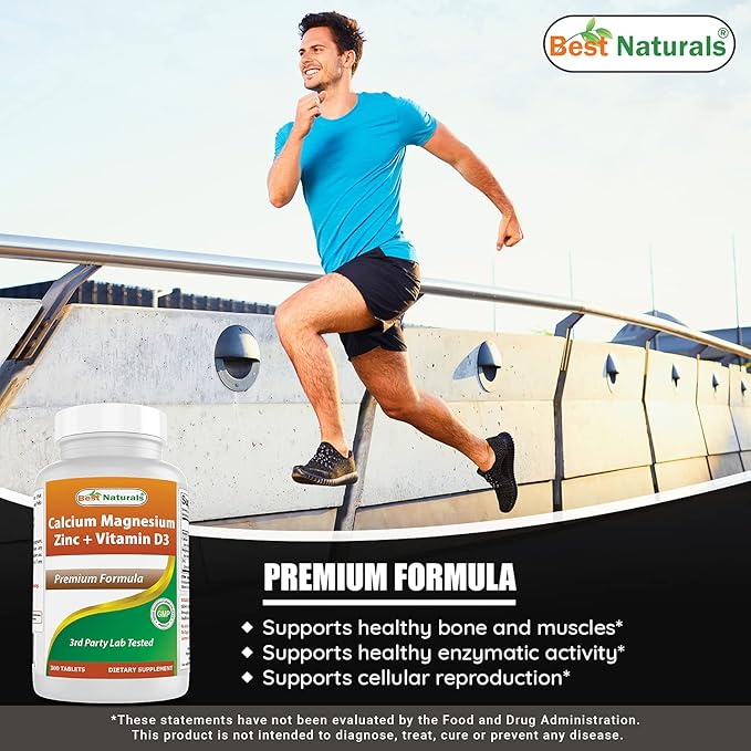 Best Naturals Calcium Magnesium Zinc D3, 300 300 Tablets 1000 mg, 400 mg, 25 mg D3 600 600 IU (3 Tablets)