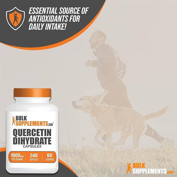 BulkSupplements.com Quercetin Dihydrate Capsule - Quercetin Supplements, Quercetin 1000mg, Quercetin Capsules - Antioxidants Supplement, 4 Capsules per Serving, 240 Capsules