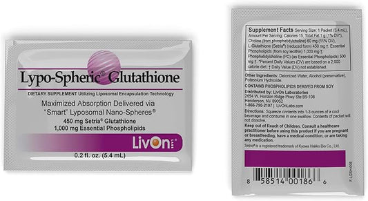 Lypo-Spheric Glutathione - 30 Packets – 450 mg 100% Non-GMO