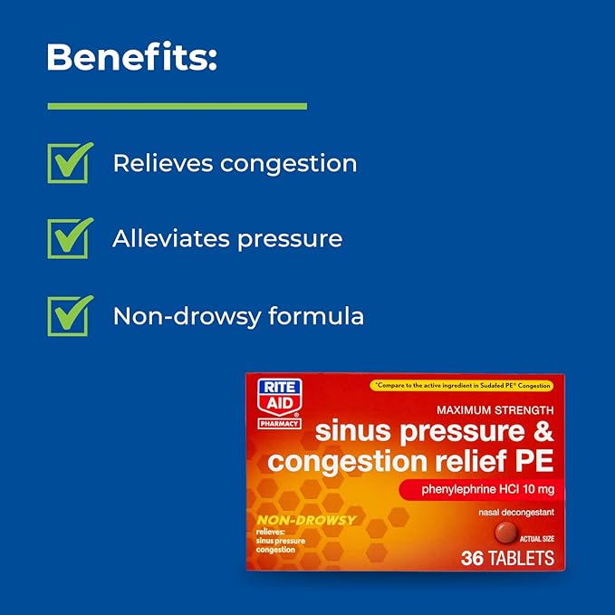 Rite Aid Sinus Pressure and Congestion 10mg - 36 Tablets