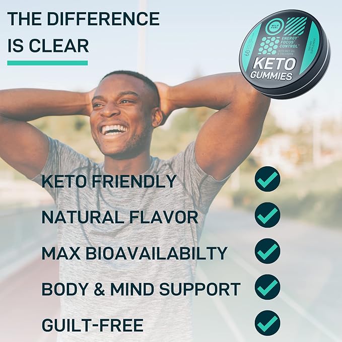 MCT Oil Keto Gummies Collagen Metabolism Booster - Pre Workout Gummy Energy Chews Keto Candy - Physical and Mental Energy, Low Carb, Low Calorie - 60 Cherry Collagen Gummies For Women and Men