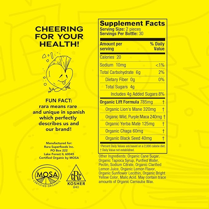Lift Focus USDA Organic Certified Gummies (60 Gummies,
