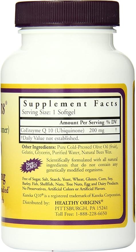 Healthy Origins CoQ10 (Kaneka Q10), 200 mg 60 Softgels