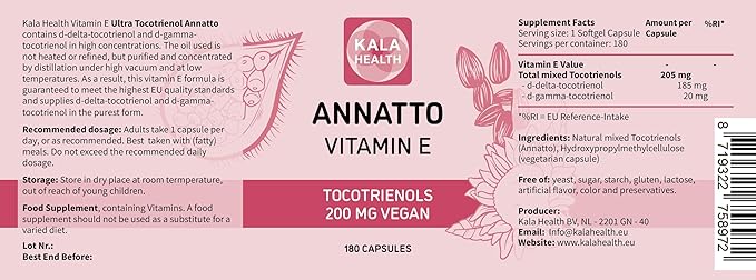 Kala Health Annatto Tocotrienols Vegan Vitamin 200mg - (180)