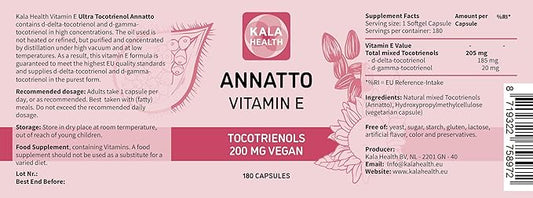 Kala Health Annatto Tocotrienols Vegan Vitamin 200mg - (180)