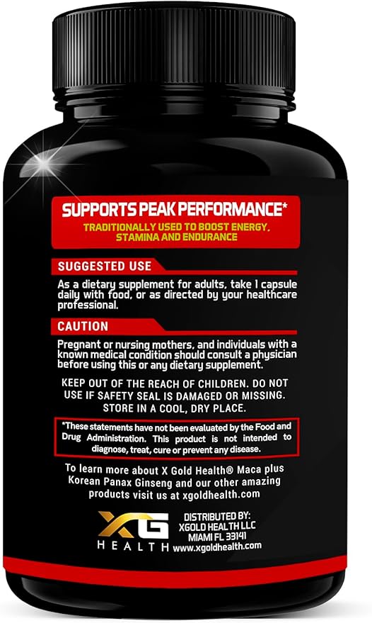 Maca Root Capsules 10,000mg + Korean 1,400mg - 20x Concentrated 10x Concentrated