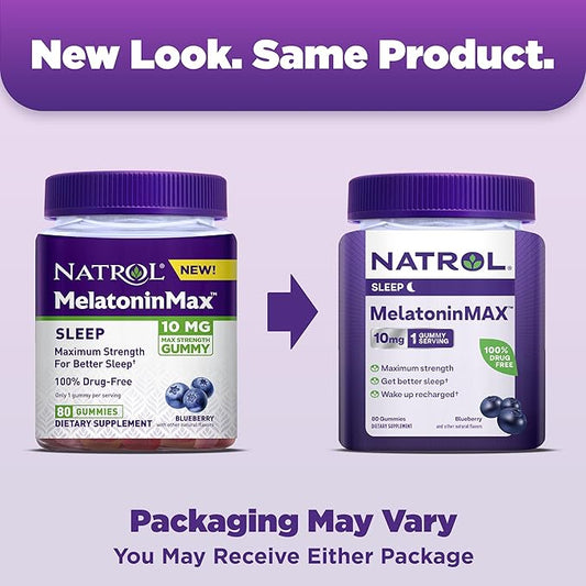 Natrol MelatoninMax Sleep Aid Gummy, 10mg 10mg, 80 80 Blueberry
