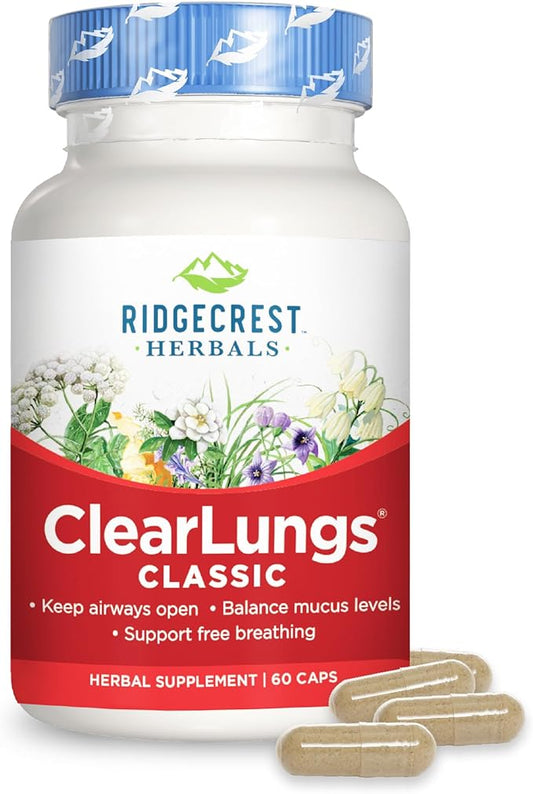 RidgeCrest Herbals ClearLungs Classic, Natural Lung (60 Caps, 30 Serv)
