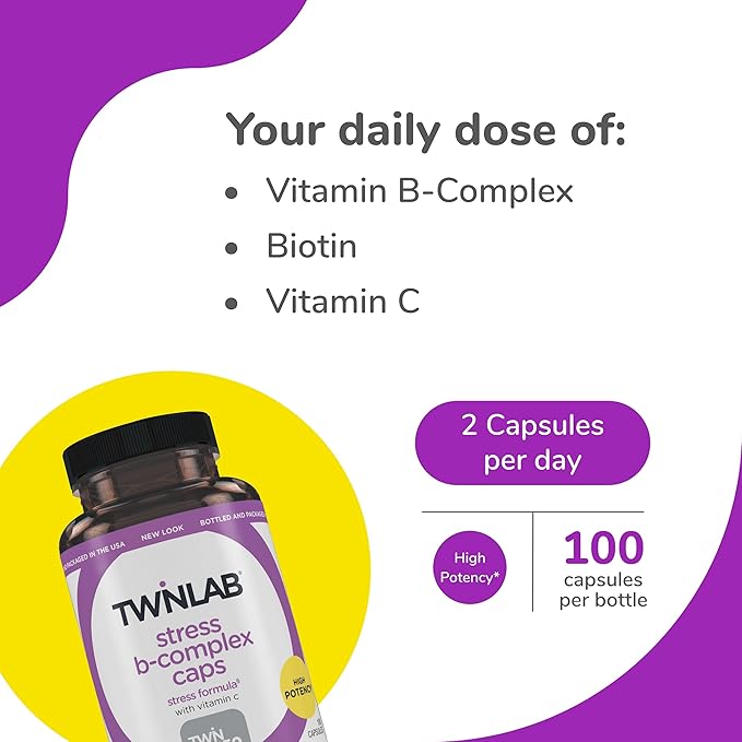 Twinlab Stress B-Complex Caps 1000 mg B12 and B6-100 Capsules 2)