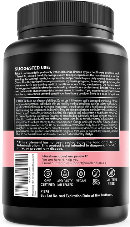 MEDCHOICE 4-in-1 Inositol Supplement - 40:1 Myo and D-Chiro Inositol for Energy, Metabolism, Ovarian and Hormone Support for Women (240ct)