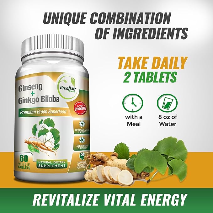 Panax Ginseng and Ginkgo Biloba. Traditional 180 Tablets (3 Bottles)