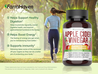 FarmHaven Apple Cider Vinegar Capsules 1390MG, Apple