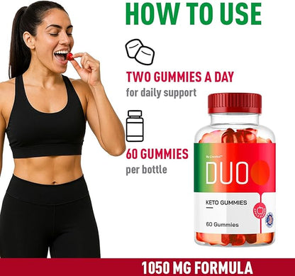(3 Pack) Duo Keto ACV Gummies, Duo, Duo Gummies, Duo Keto, Duo Keto Gummies, Apple Cider Vinegar Gummies, Keto Duo ACV Gummies Advanced Formula 1050MG, 180 Gummys for 3 Months