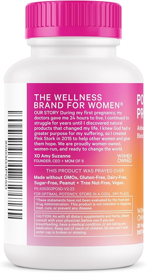 Pink Stork Postpartum Probiotics with Ashwagandha 30 Capsules