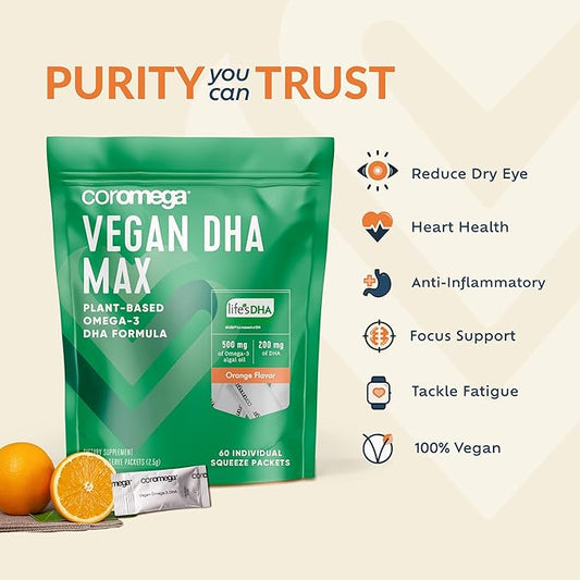 Coromega Vegan DHA, Plant-Based Omega-3 Algal 14 Ct