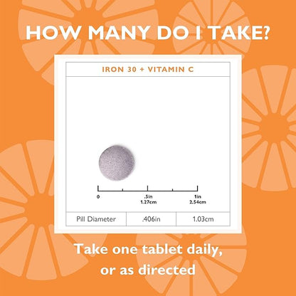 Celebrate Vitamins Bariatric Iron with Vitamin C Non-Chewable Tablets, 30 mg Iron - 90 Count