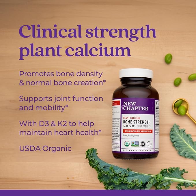 New Chapter Calcium Supplement D3+K2, 70+ 70+ Trace 180 Slim
