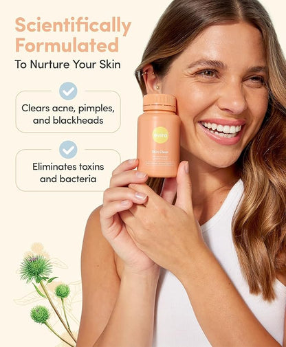 Ovira Skin Clear with ZINCBRIGHT - 60 Capsules for Clear and Glowing Skin | Rosacea & Hormonal Acne Treatment | Support Collagen Production | Acne Supplements for Women & Men - Pack of 2