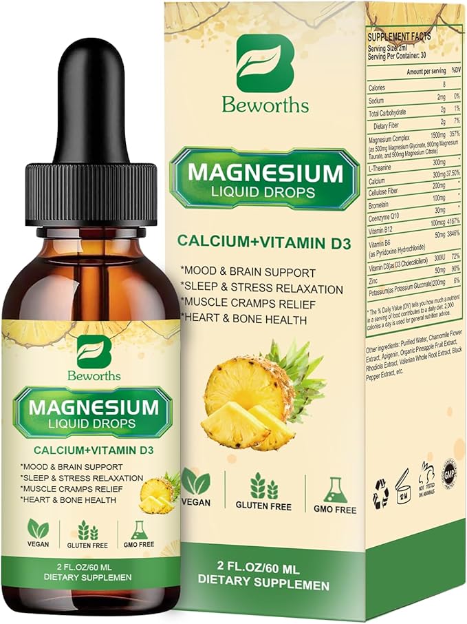 Magnesium Glycinate 500mg Complex, Magnesium Liquid D3, Zinc