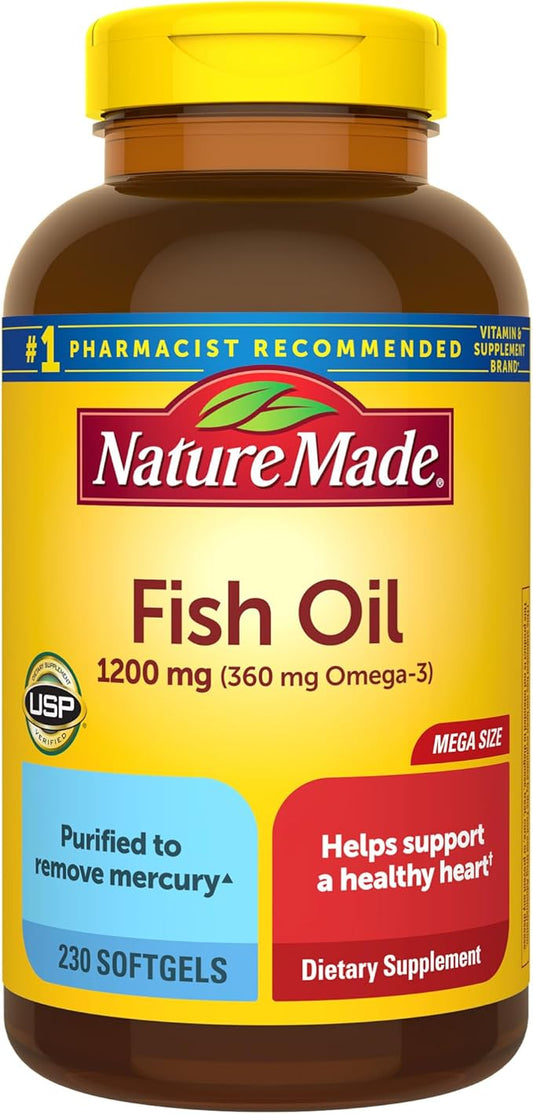 Nature Made Fish Oil 1200 mg 3 Fish 3 Supplement 230 Softgels, 115 Day