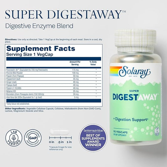 SOLARAY Super Digestaway Digestive Enzymes 90 VegCaps