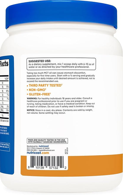 Nutricost Premium MCT Oil Powder (1 LB) (Salted Carmel) - Best for Keto, Ketosis, and Ketogenic Diets - Non-GMO and Gluten Free, Medium Chain Triglyceride