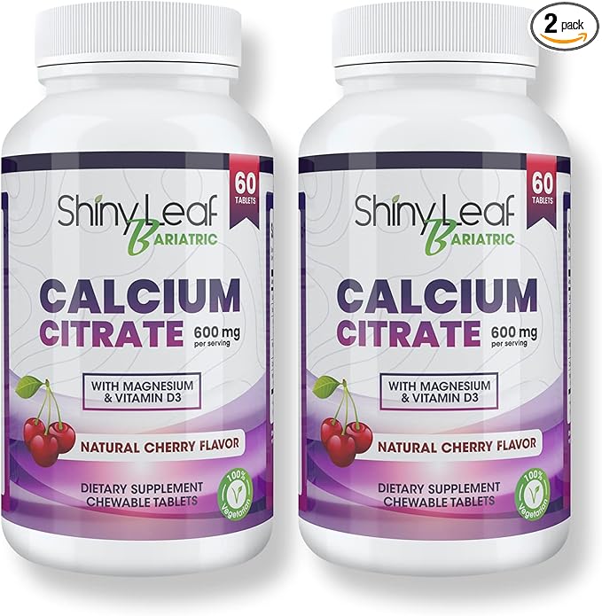 Shiny Leaf Bariatric Calcium Citrate 600 60 Ct D3, Natural (2 Months)