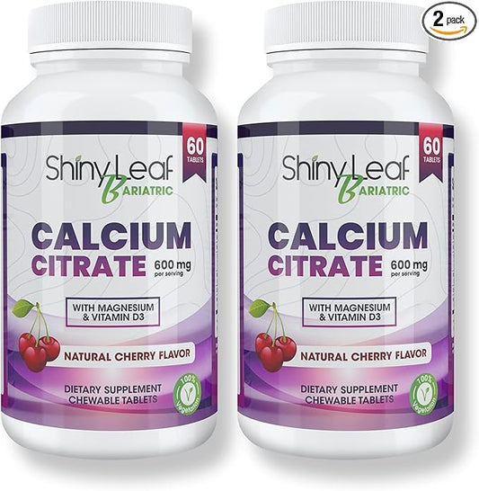 Shiny Leaf Bariatric Calcium Citrate 600 60 Ct D3, Natural (2 Months)