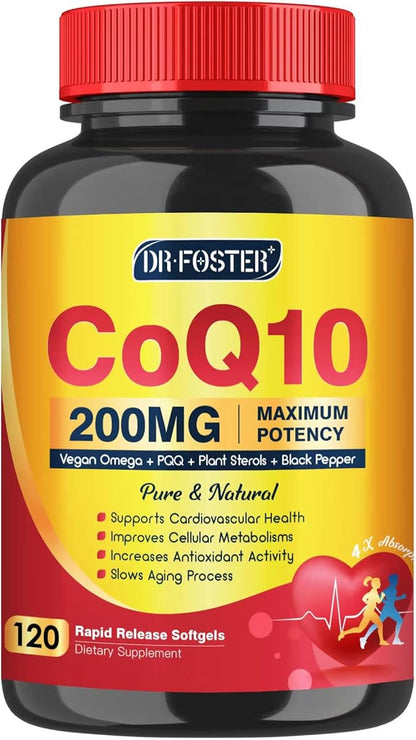 CoQ10 200mg Softgels with Vitamin E 3-6 -9 -9 & Q10 with 120 Servings
