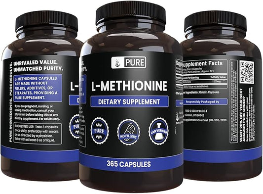 PURE ORIGINAL INGREDIENTS L-Methionine (365 Capsules)