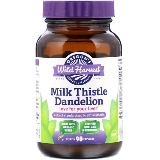 Oregon's Wild Harvest Milk Thistle Dandelion 80% Silymarins (90 Capsules)