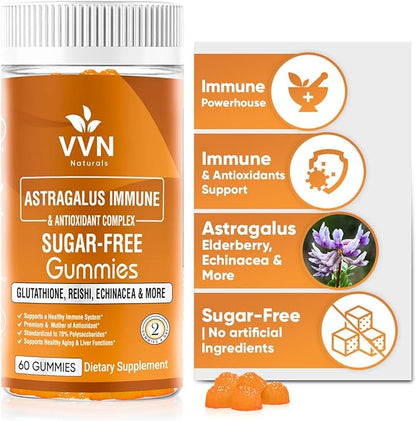Sugar-Free Extra Strength Immune Support Supplement 2500mg Astragalus 20:1 Extract, 70% Polysaccharides, 60 ct.